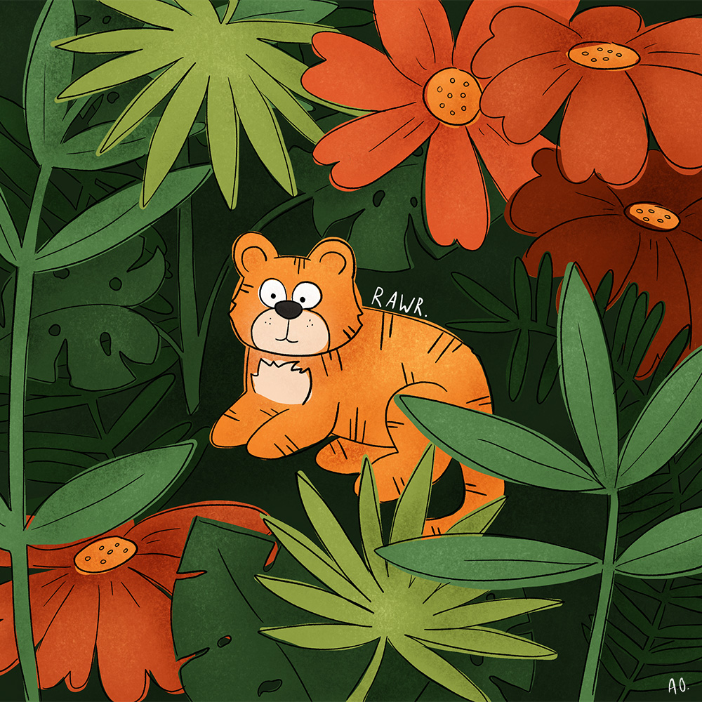 tiger amongst greenery