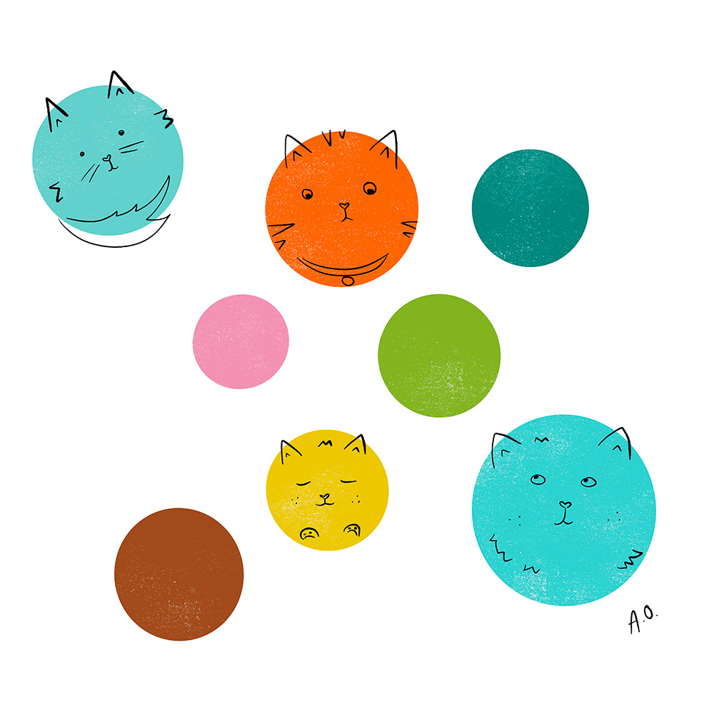 cat heads in circles